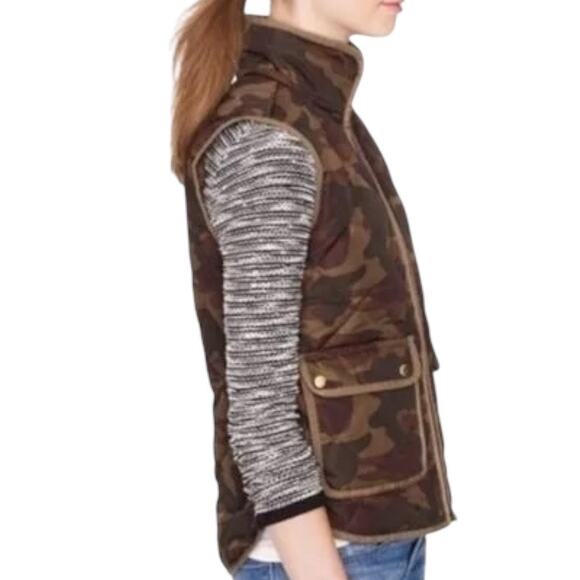 J.Crew Camo Quilted Puffer Vest Size XS Peplum Hem – New Without Tags - Picture 2 of 14